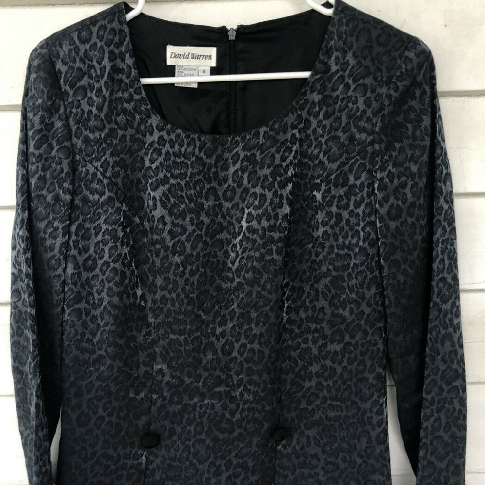 DAVID WARREN ANIMAL PRINT PEPLUM ZIP BACK BLOUSE 8